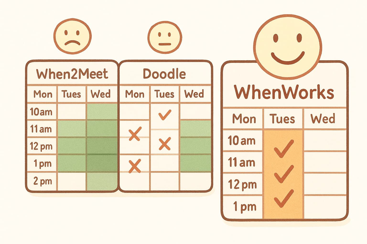 When2Meet vs Doodle vs WhenWorks: A 2026 Comparison